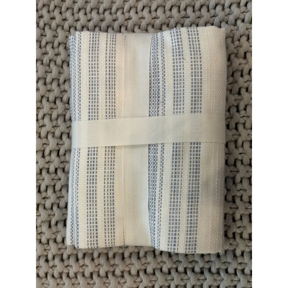 Pottery Barn Hawthorn Stripe Euro Sham Blue White Yarn Dyed 26x26 NEW